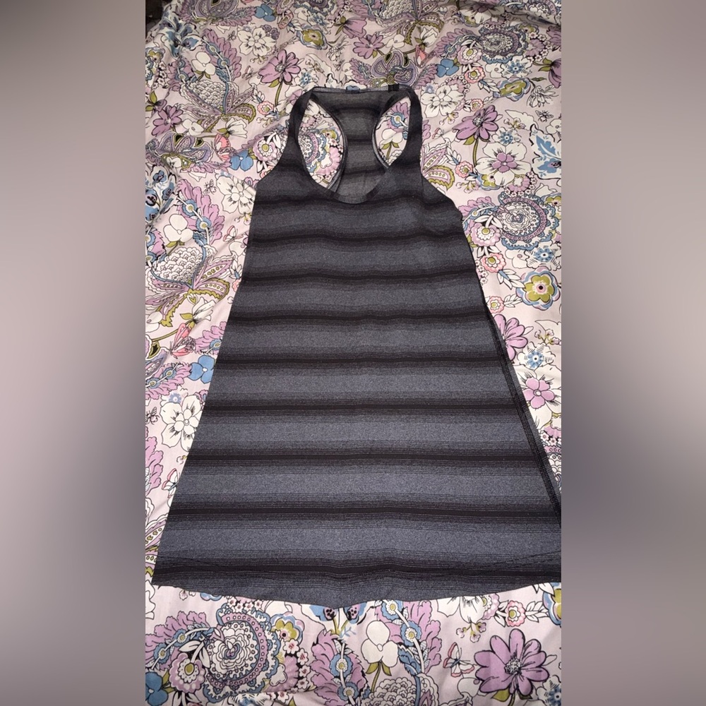 lululemon athletica Black and Gray Striped Muscle Tee